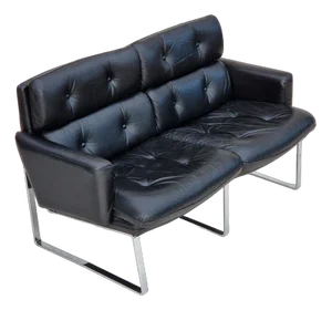 German 2-Seater Sofa in Leather & Chrome Steel, 1970s