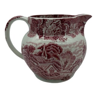 A Vintage Red Transferware Enoch Woods Creamer, "English Scenery", Circa 1950's For Sale