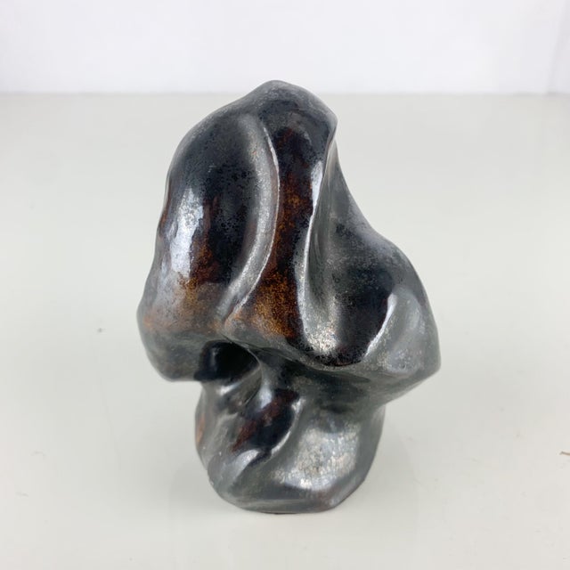 Mid 20th Century Vintage Black Bronze Art Pottery Abstract Clay Sculpture Mid Century Modern MCM For Sale - Image 5 of 8
