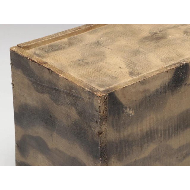 Antique 19th century American folk art paint decorated wood candle box with smoke pattern design. With sliding lid. Useful...