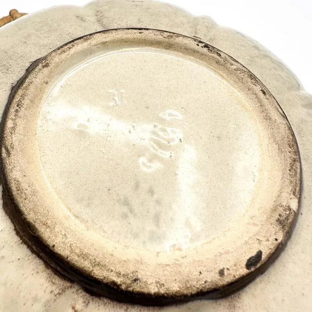 Mid 20th Century Mid 20th Century Carstens Attributed Bowl West Germany Art Pottery Lava Glaze With Wicker Handles For Sale - Image 5 of 12