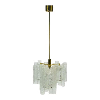 Extraordinary Doria Midcentury Crystal Ice Glass Chandelier, Germany, 1960s For Sale