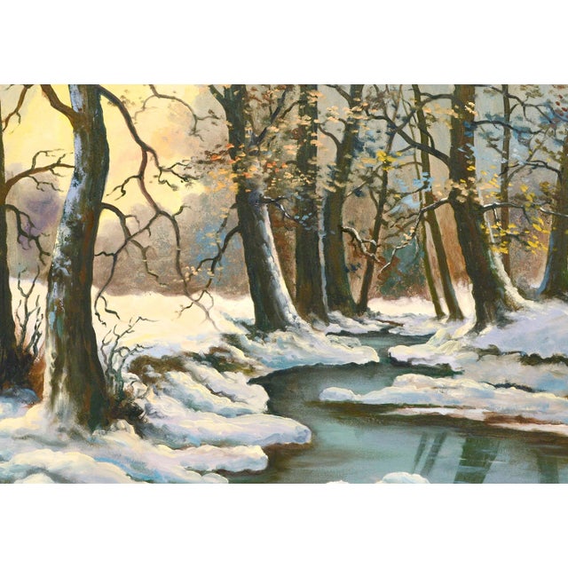 Mid Century Winter Stream Oil Paint Landscape by Lorenz E. Griffith For Sale - Image 4 of 8