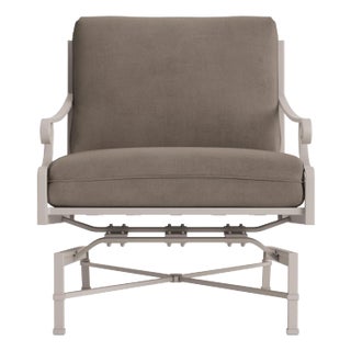 Brown Jordan Venetian Motion Lounge Chair, Dove frame with Fusion Taupe fabric For Sale