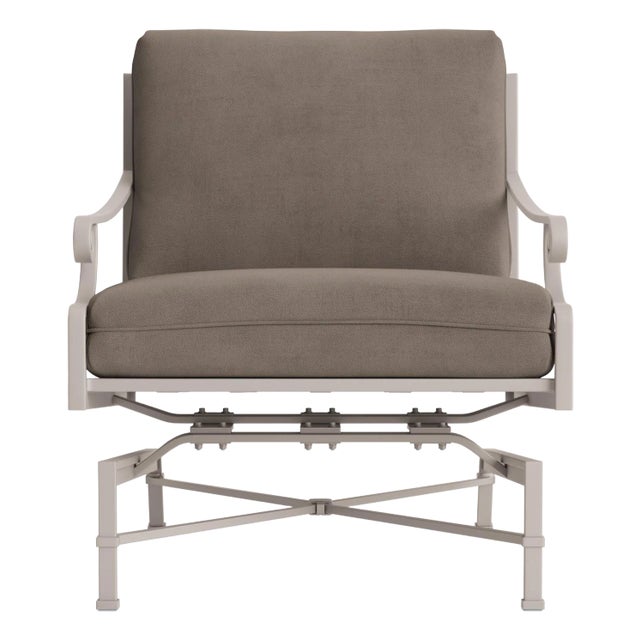 Brown Jordan Venetian Motion Lounge Chair, Dove frame with Fusion Taupe fabric For Sale