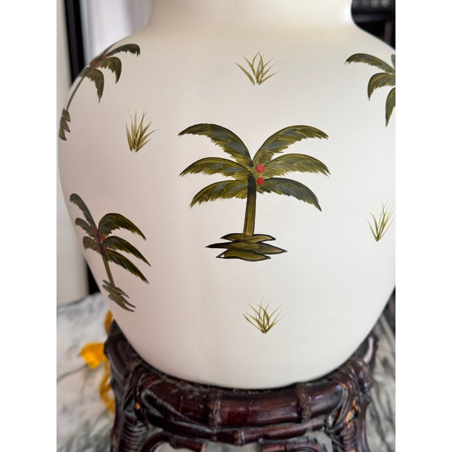 Vintage Ginger Jar Palm Tree Motif Table Lamp For Sale - Image 15 of 18