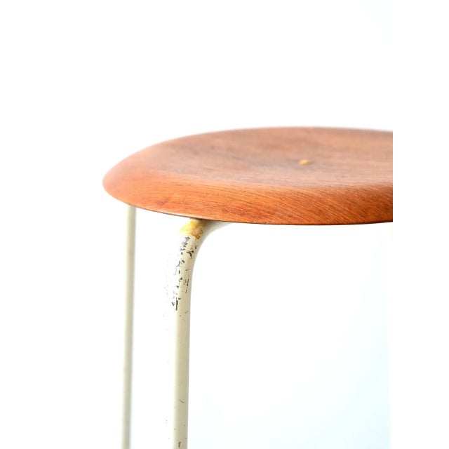 Scandinavian Stool in Metal and Teak, 1960s For Sale - Image 3 of 6