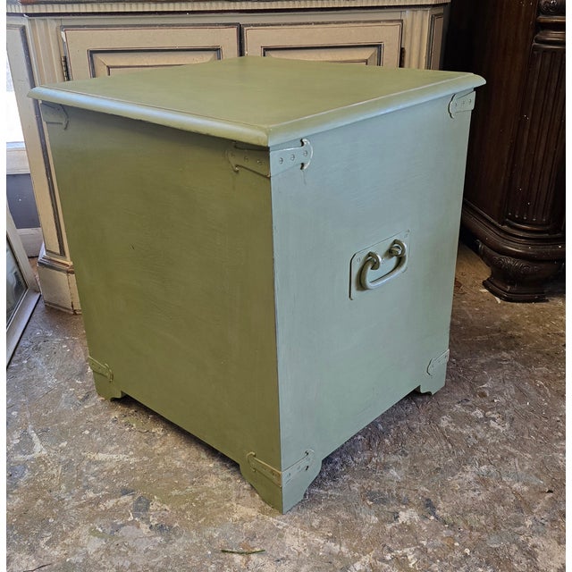 Vintage Sage Green Apothecary Drawers Side Table For Sale - Image 9 of 10