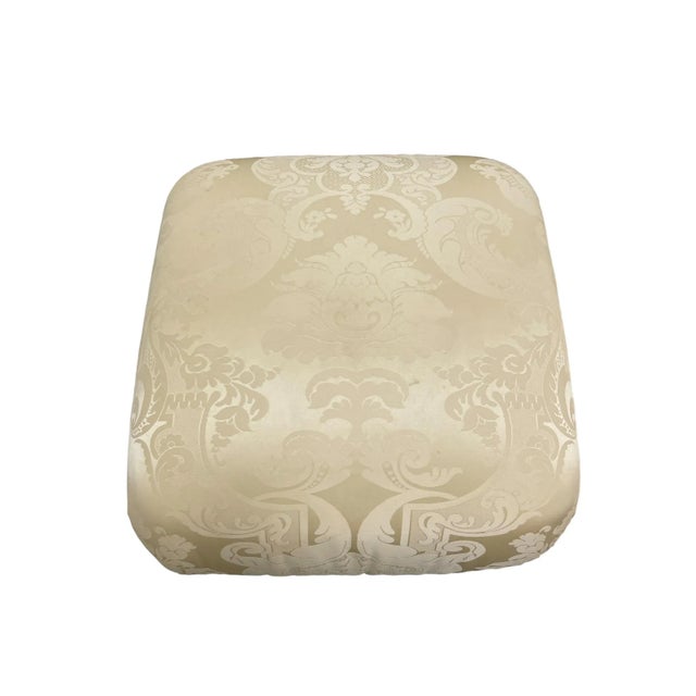 Ivory Karl Springer Style Soufflé Ottomans With Polished Steel Base- a Pair For Sale - Image 8 of 10