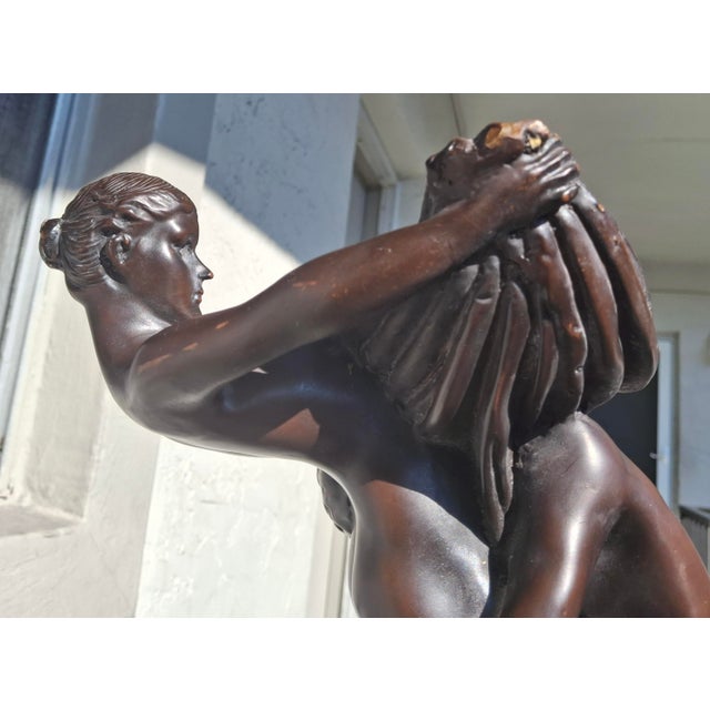 19thc Art Nouveau Large Gustave Gurshner Bronze Figural Floor/ Table Lamp Signed For Sale - Image 13 of 18