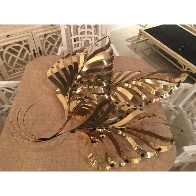Metal Curtis C. Jere Brass Palm Tree Frond Leaf Wall Hanging For Sale - Image 7 of 12