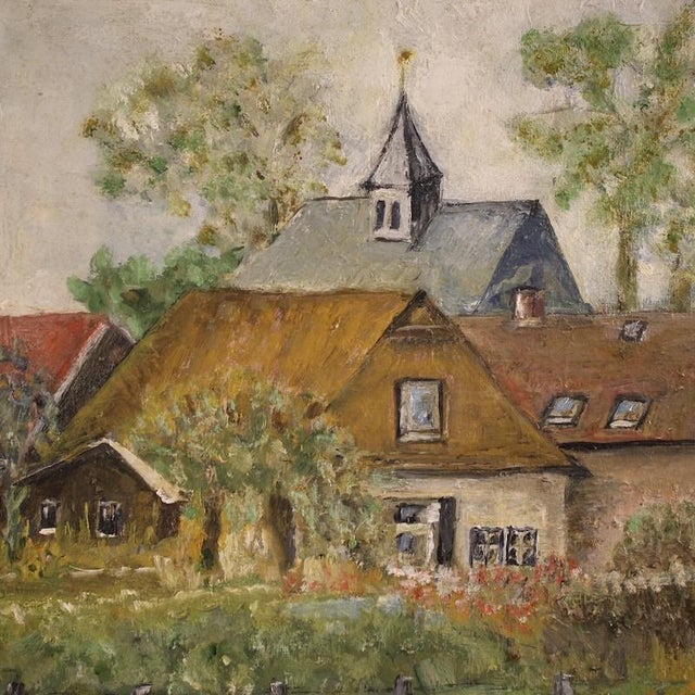 Dutch Artist, View of Houses in Impressionist Style, 1950, Oil on Canvas For Sale - Image 8 of 13