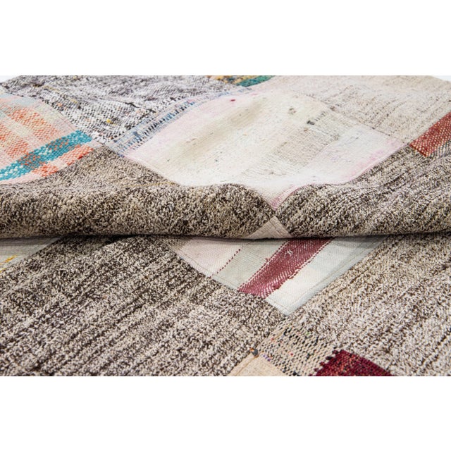 Vintage Multicolor Handmade Patchwork Turkish Wool Rug For Sale - Image 9 of 12
