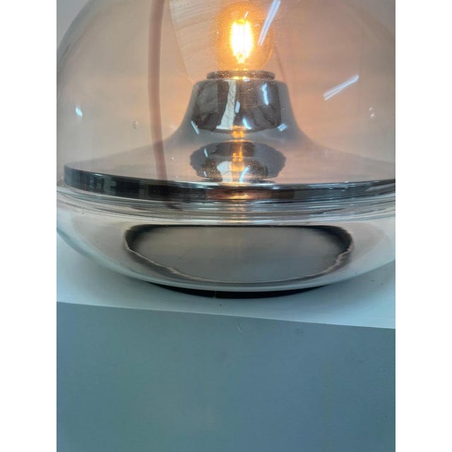 1970s Space Age Glass and Chrome Dome Table Lamp from VeArt, 1970s For Sale - Image 5 of 8