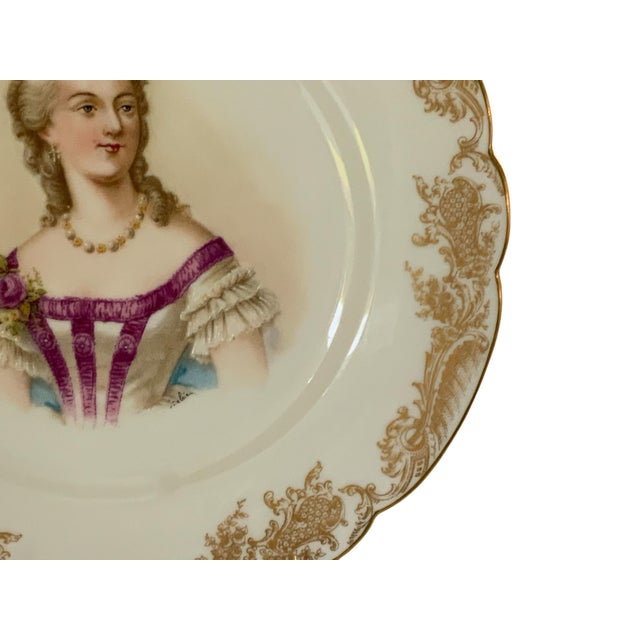 19thC Sèvres Marked Portrait Plate Madame Du Barry Signed Debrie Made in France c.1890-1910 For Sale In Palm Springs - Image 6 of 10