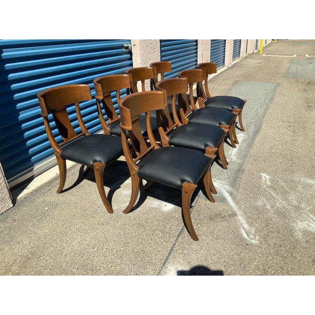 1980s 1980s Klismos Style Dining Chairs With Upholstered Seats- Set of 8 For Sale - Image 5 of 9