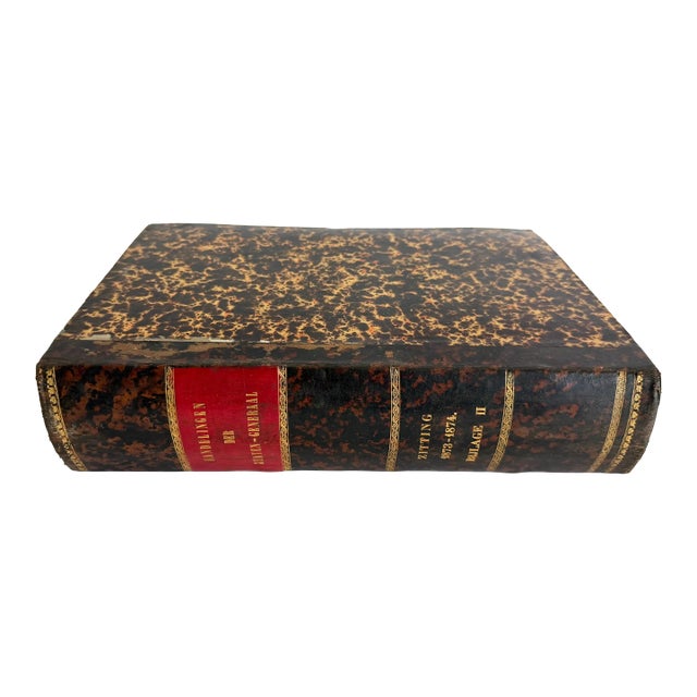 1873 Dutch Leather Bound Reference Book Oversized For Sale