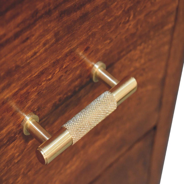 Chestnut Chestnut 3-Drawer Dresser With Gold Bar Hardware For Sale - Image 8 of 8