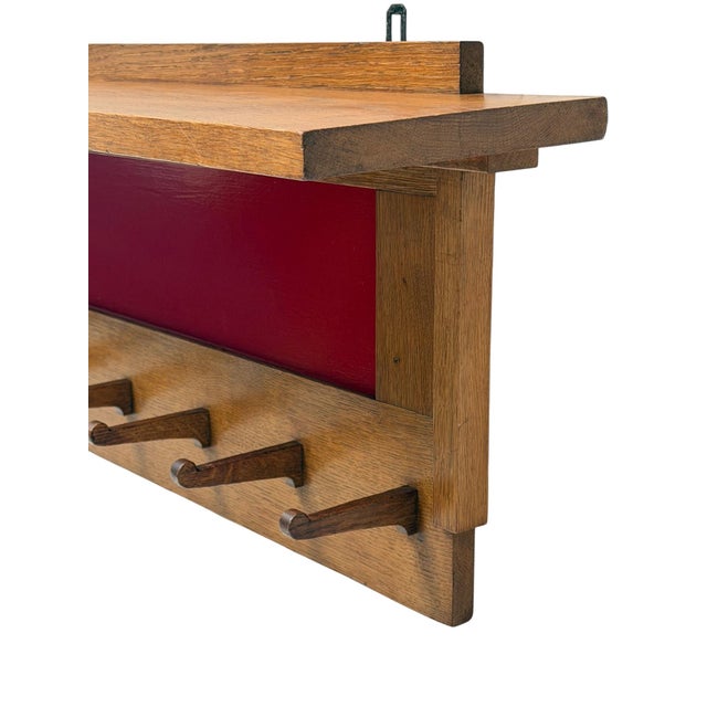 1920s Art Deco Modernist Wall Coat Rack in Oak and Lacquer by Jan Brunott, 1920s For Sale - Image 5 of 12