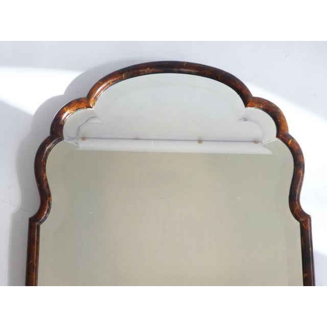 Large Dutch Wooden Scalloped Lacquered Mirror For Sale - Image 9 of 13