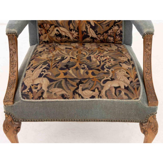 Mid 20th Century Louis XV Style Needlepoint Upholstered Armchair For Sale - Image 5 of 8
