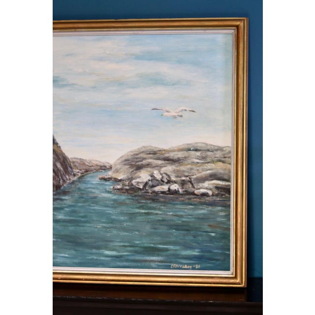 E Alveskog, Swedish Seascape, 1960s, Oil on Panel For Sale - Image 8 of 9