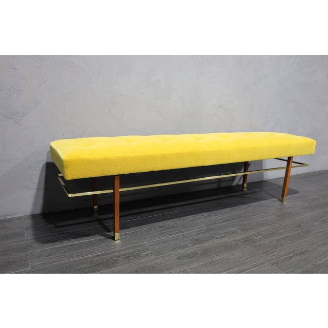 Mid-Century Modern Mid-20th Century Bench Attributed to Harvey Probber in Mohair Upholstery with Brass Trim For Sale - Image 3 of 8