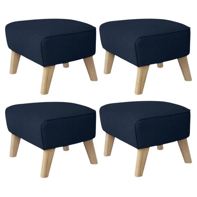 Blue and Natural Oak Sahco Zero Footstools by Lassen, Set of 4 For Sale - Image 6 of 6