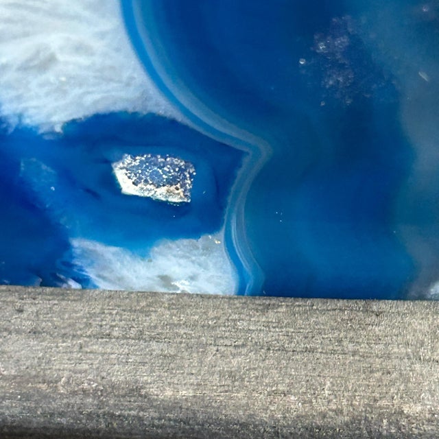 Vt Blue Agate Geode Bookends: Polished Natural Stone Pair For Sale - Image 4 of 9