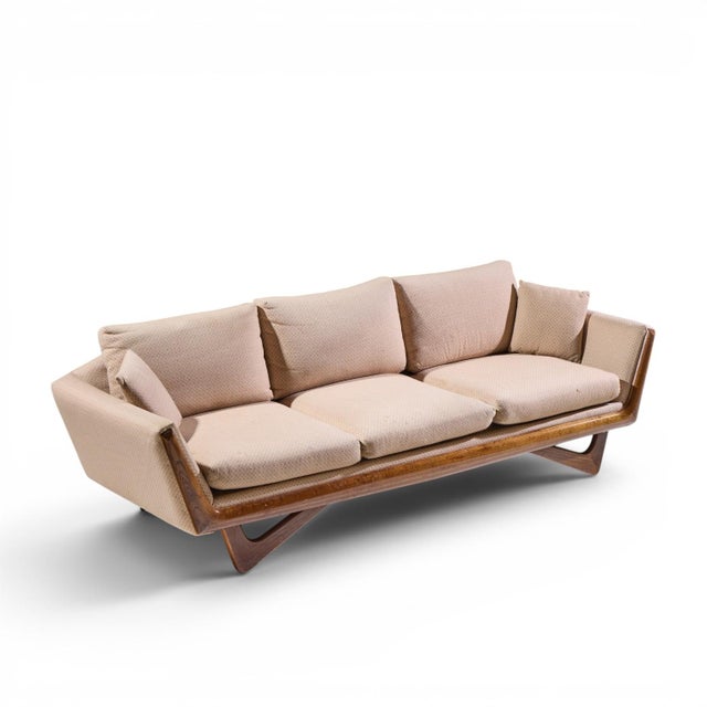 Adrian Pearsall Style Mid Century Walnut Gondola Sofa For Sale - Image 9 of 9