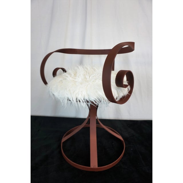 George Mulhauser Sultana Style Metal & Faux Fur Chairs - A Pair For Sale - Image 4 of 10