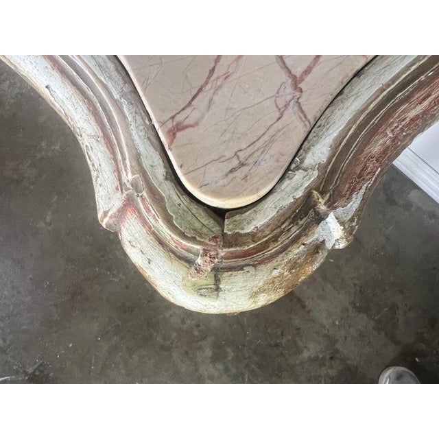 19th C. French Painted & Parcel Gilt Table W/ Marble Top For Sale - Image 13 of 17