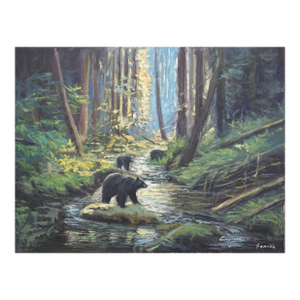 Original Oil Painting on Canvas, Bear Family by Sean Wu