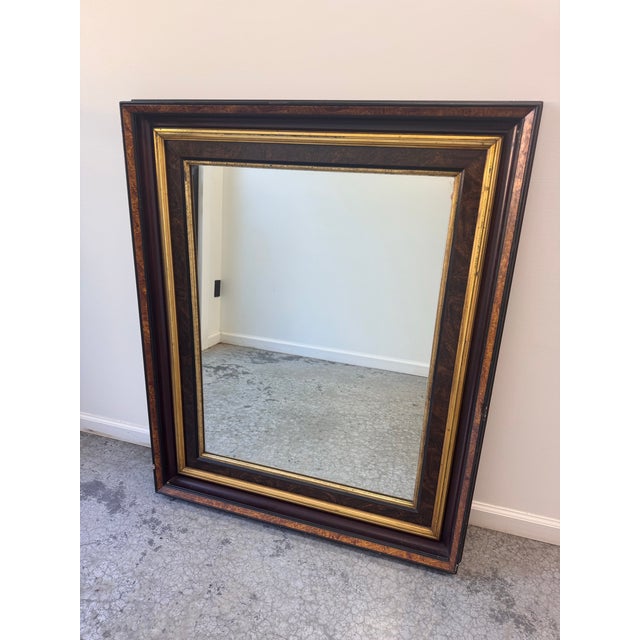Mid-Century Modern Vintage Burlwood & Giltwood Wall Mirror – Hollywood Regency For Sale - Image 3 of 12
