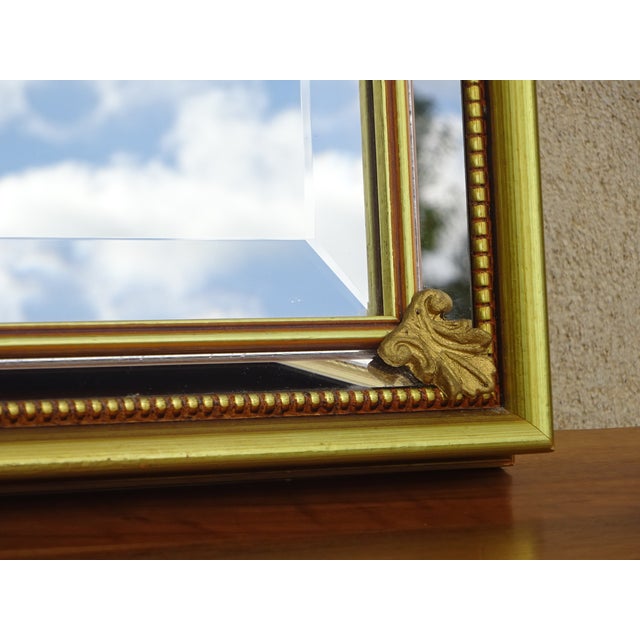 Gold Golden Mirror with Beaded Frame and Fleur-De-Lys, 1980s For Sale - Image 8 of 14