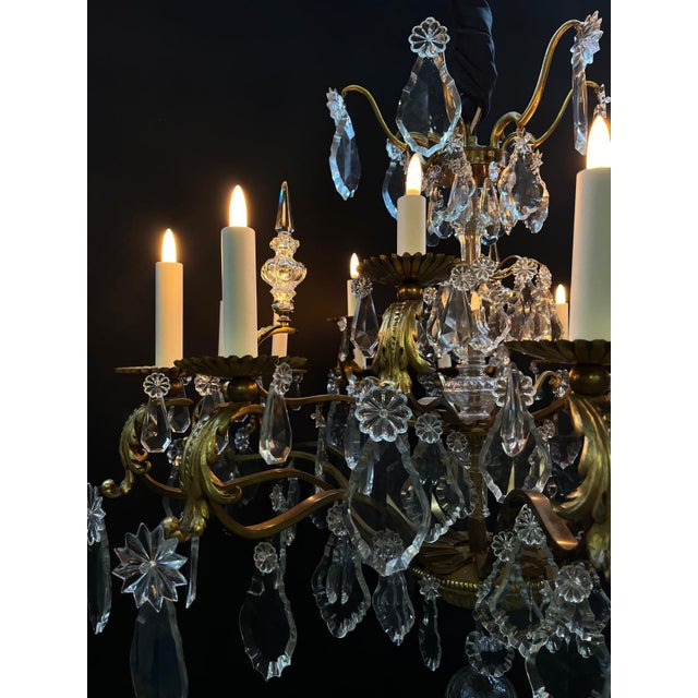 Bronze and Crystal Chandelier, 1890s For Sale - Image 3 of 18