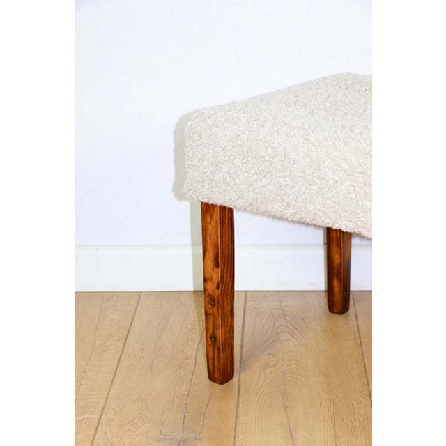 1990s Vintage Bench in Beige Boucle, 1990s For Sale - Image 5 of 9