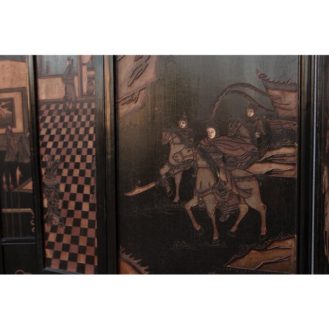 Wood Monumental Black & Gold 10-Panel Coromandel Screen For Sale - Image 7 of 15