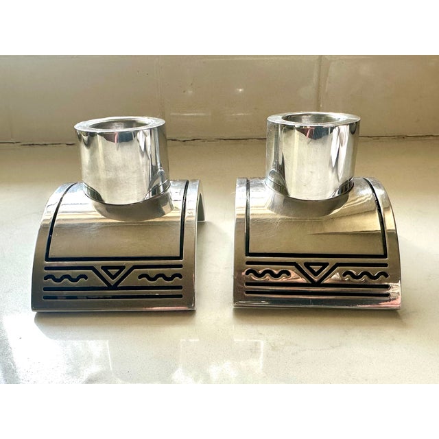 Mid-Century Modern Vintage Century Navajo Candle Holders by Artist B. Webb For Sale - Image 3 of 8