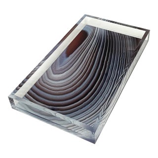 DWM | MALOOs Lucite Tray with Agate Image For Sale