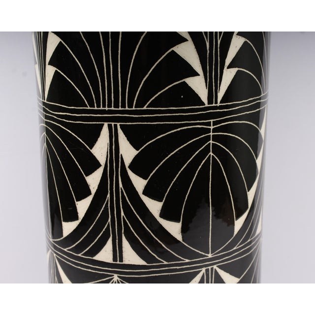 Curras Brothers 1992 Ceramic Black And White Floor Vase Umbrella