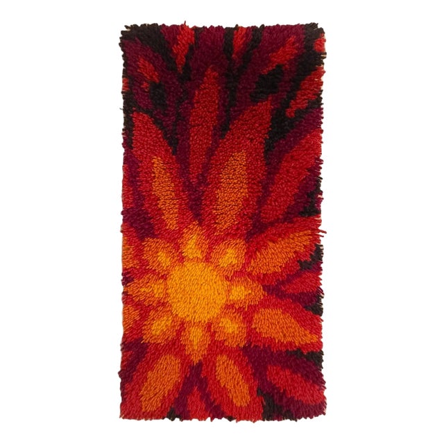 German Handmade Tapestry Wall Rug in Wool, 1970s For Sale