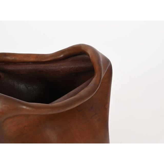 Brown Mid-Century Modern Italian Leather Decorative Wastepaper Basket from Nova Tecno, 1950s For Sale - Image 8 of 13