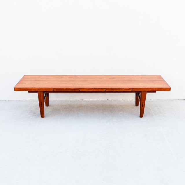 Large 1960s Danish Modern Studio Crafted Teak Coffee Table With Hidden Drink Trays For Sale - Image 14 of 16