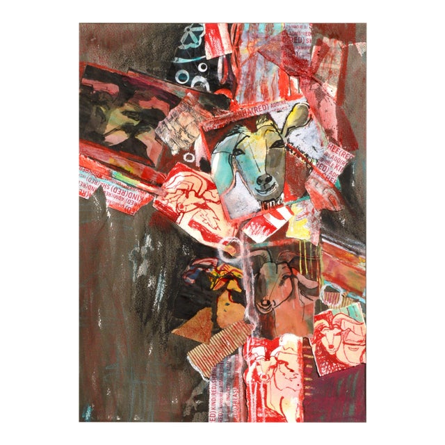 Karen Druker Red Goat Collage circa 2010 For Sale