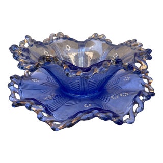 Vintage Murano Turquoise Centerpiece, 1950s, Set of 2 For Sale