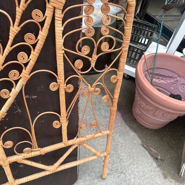 Tan 1970s Wicker Twin Headboard With Heart Details For Sale - Image 8 of 9