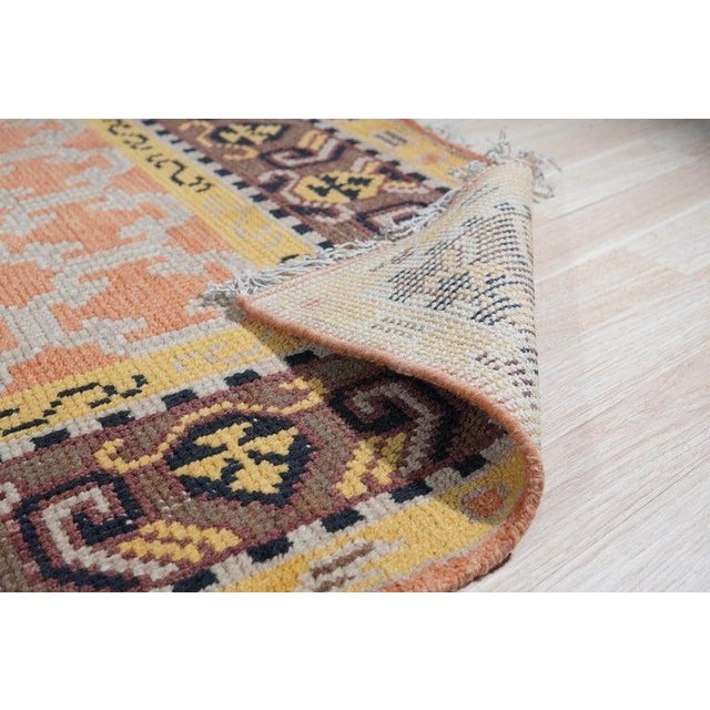 Contemporary 6x9 Yellow Hand-Knotted Wool Trellis Motif Geometric Modern Carpet Rug For Sale - Image 3 of 6