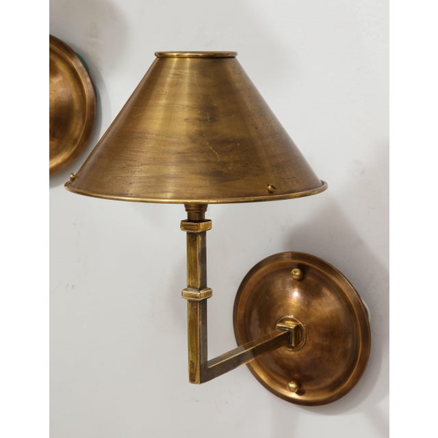 Bespoke Patinated Brass Sconces - a Pair For Sale - Image 4 of 12