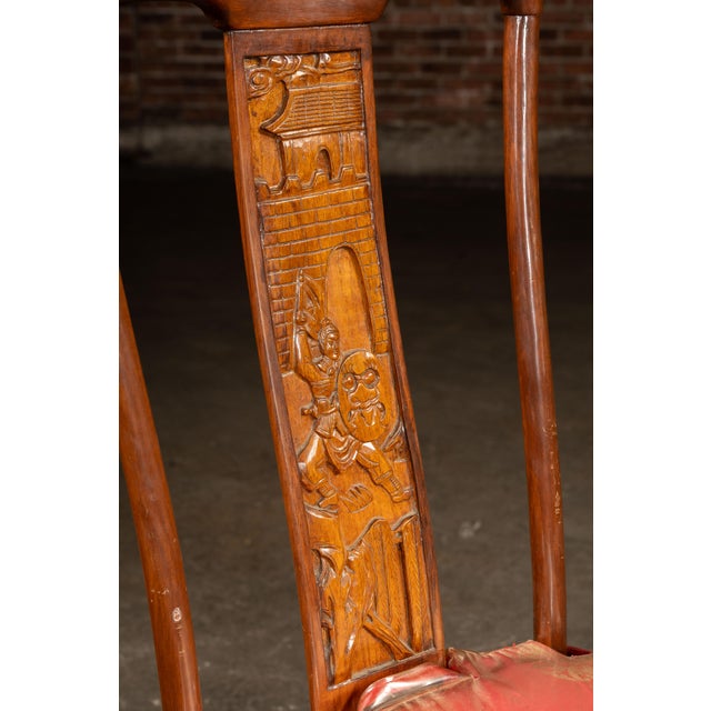 Antique Hand-Carved Chinese Scholar's Writing Desk and Chair Set For Sale - Image 17 of 18